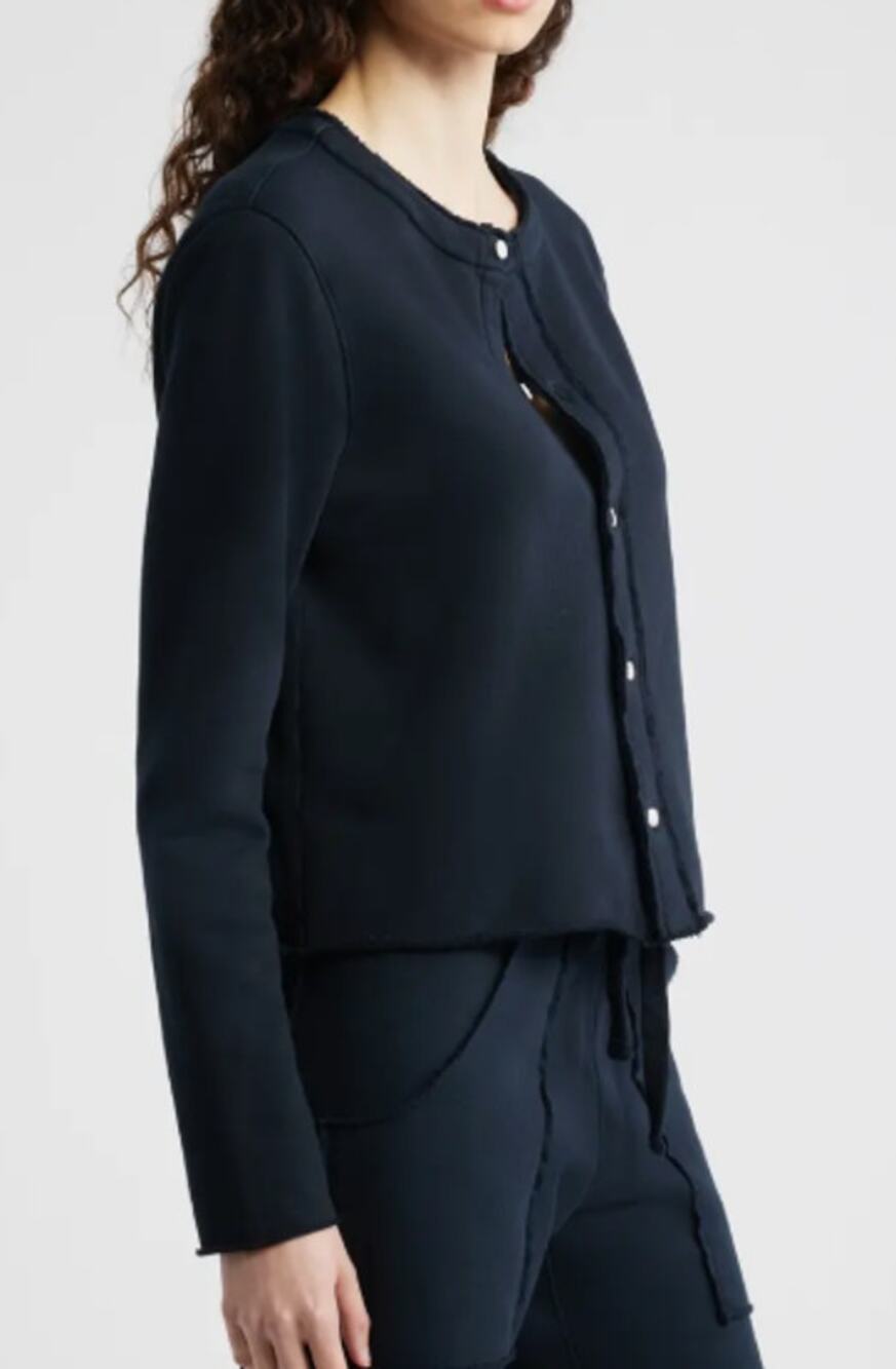Frank & Eileen Jackie Triple Fleece Cardigan in British Royal Navy Sz. M